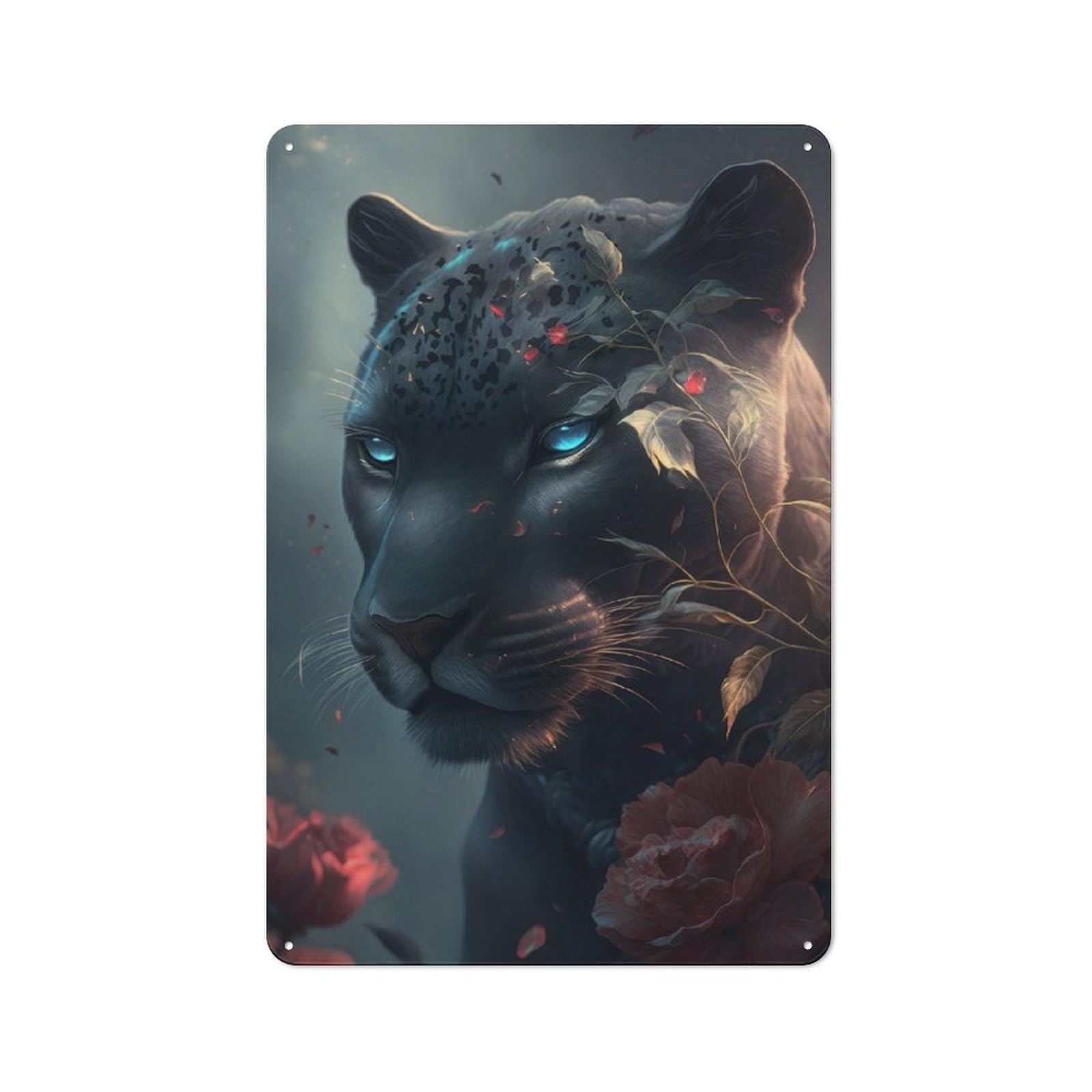 Junmoney Black Panther Fantasy Retro Metal Wall Decor 30X20cm, Metal Wall Art Sign For Living Room, Hallway, Kitchen Or Cafe
