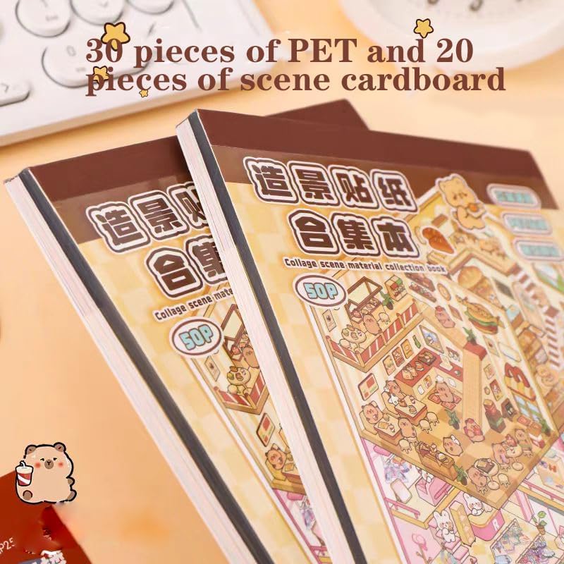 20 Sets DIY 3D House Stickers Kit Non-Toxic & Safe 3D Miniature Scene Therapy for Kids and Adults Stress Relief Sticker Scenes with Tweezers - Image 4