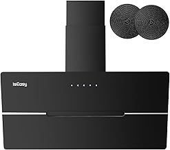 Headroom Kitchen Hood, IsEasy Cooker Hood 90 cm with 524 m³/h Strong Suction, Touch Control, 3 Levels of Adjustment, Recirculation and Exhaust Mode, Black, 58 dB, Efficiency A++