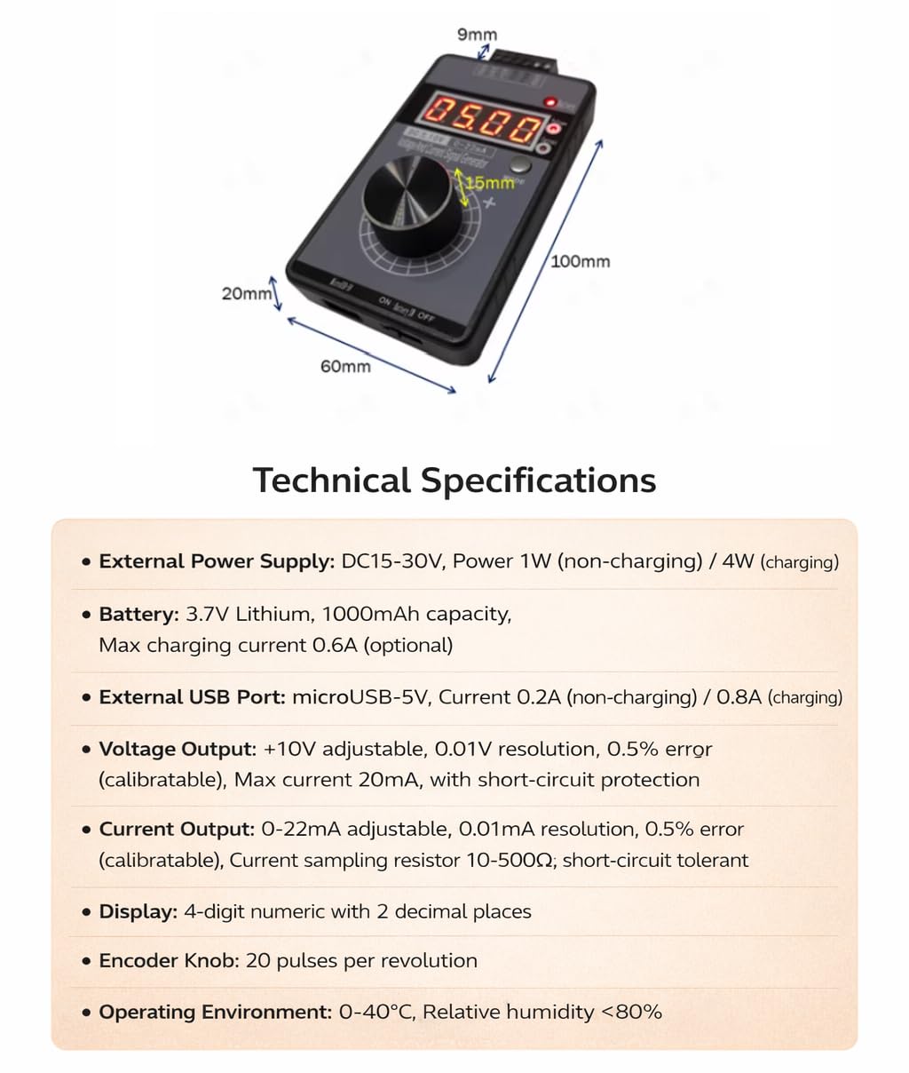 Spannungsstromsignalgenerator, 0-10V 0-22mA Handheld Digitaler Signalgenerator, Analoger Signalquellenkalibrator, Tragbarer Signalgenerator, Einstellbare Stromspannung Analoger Simulator