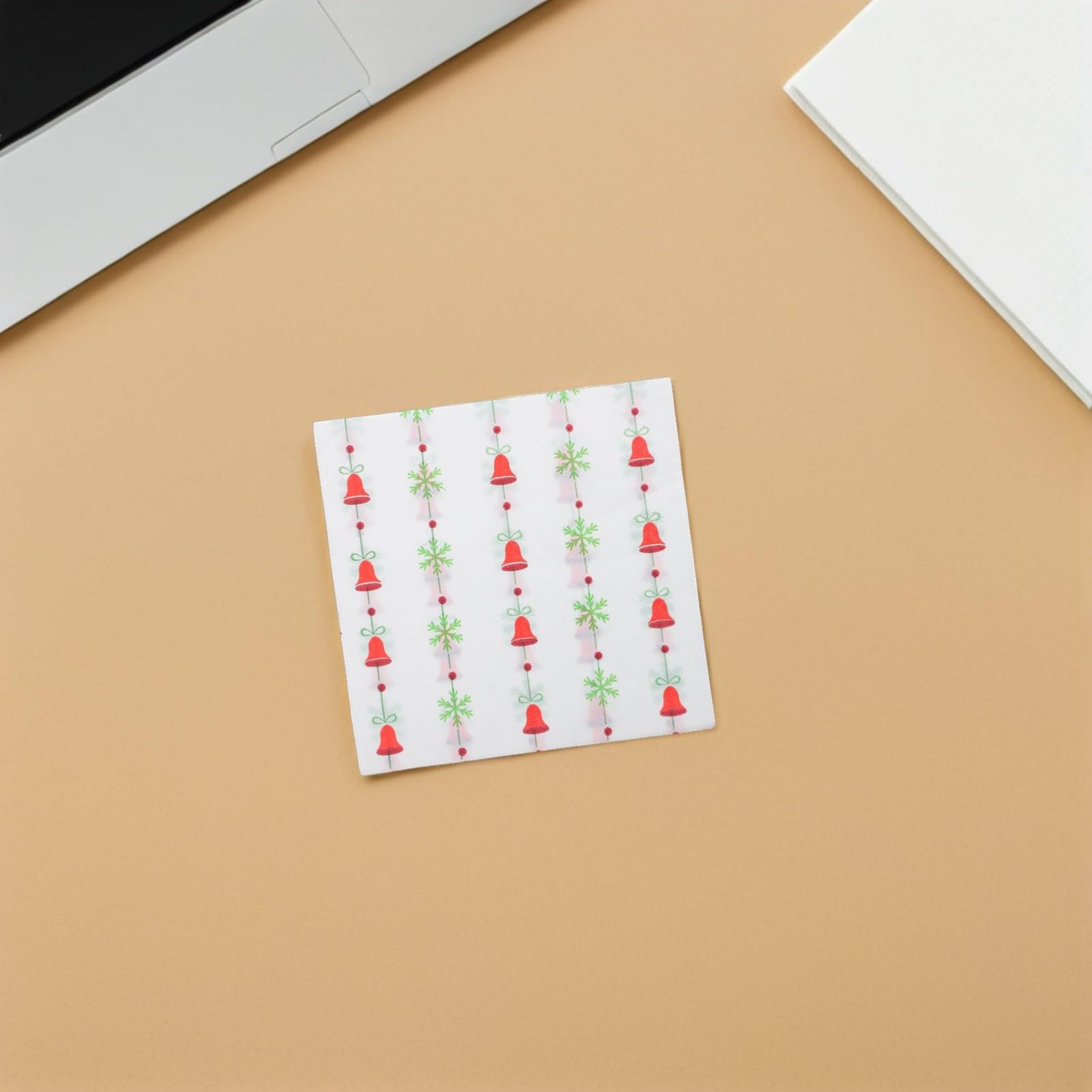120piezas Servilletas Navideñas de Papel Estampado de Campanas Estilo Retro Servilletas de Cena Desechables para Decorar Fiestas de Invierno y Celebraciones