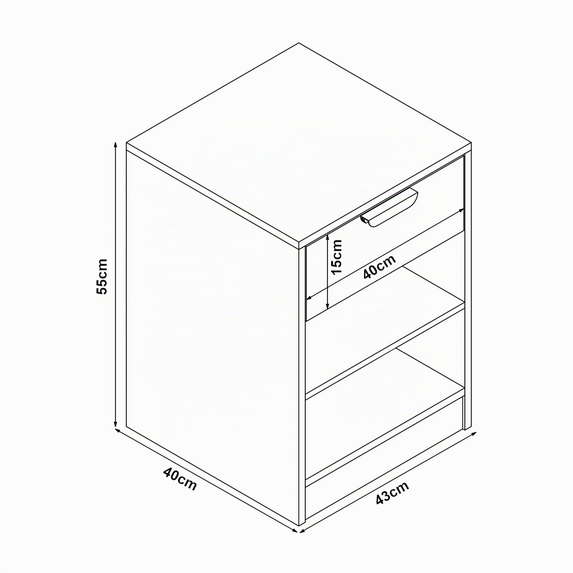 [en.casa] Comodino Singolare Tavolino Laterale con Cassetto e Scomparti Camera da Letto Soggiorno 55 x 43 x 40 cm - Effetto Quercia