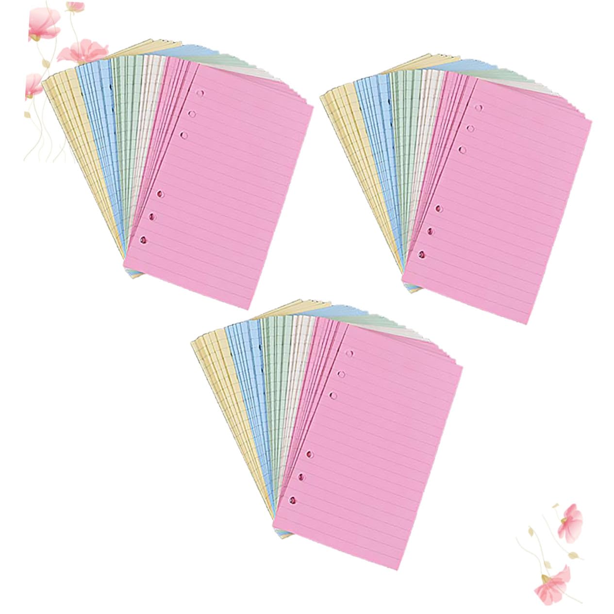 3 Sätze Nachfüllpapier Bunt Liniertes Loose leaf Papier Hochwertige Ringbucheinlagen Geeignet für Schule Büro Journal Notizbuch Einlagen