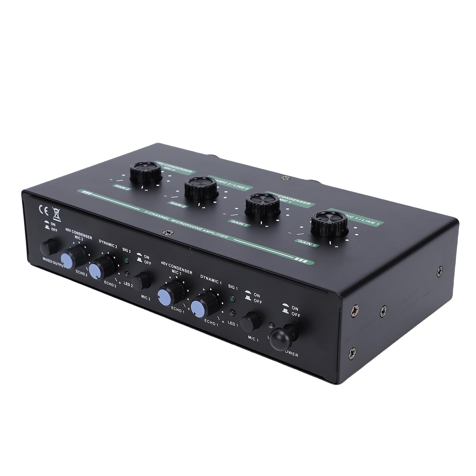 Mikrofonvorverstärker, 50 DB Verstärkung, 48 V Phantomspeisung, Zweikanal-Mikrofonvorverstärker mit 4 Eingängen, XLR-635-mm-Ausgängen für Musikaufnahmen, Podcasts, Live-Streaming