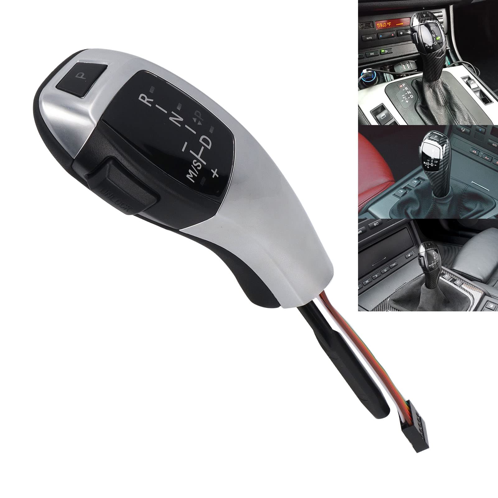 Automatyczna gałka zmiany biegów LED do X3 E83 2004-2010, lewy napęd z czerwonym, luksusowy zamiennik (elektrosrebra)