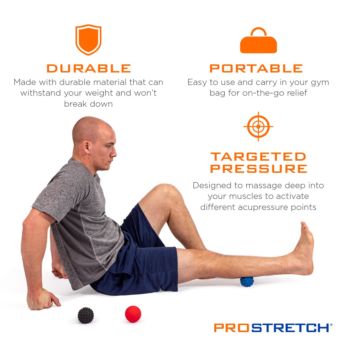 ProStretch Addaday Trio Trigger Point bolas de auto-masaje para liberación miofascial, fascitis plantar y terapia de tejido profundo de cuerpo entero