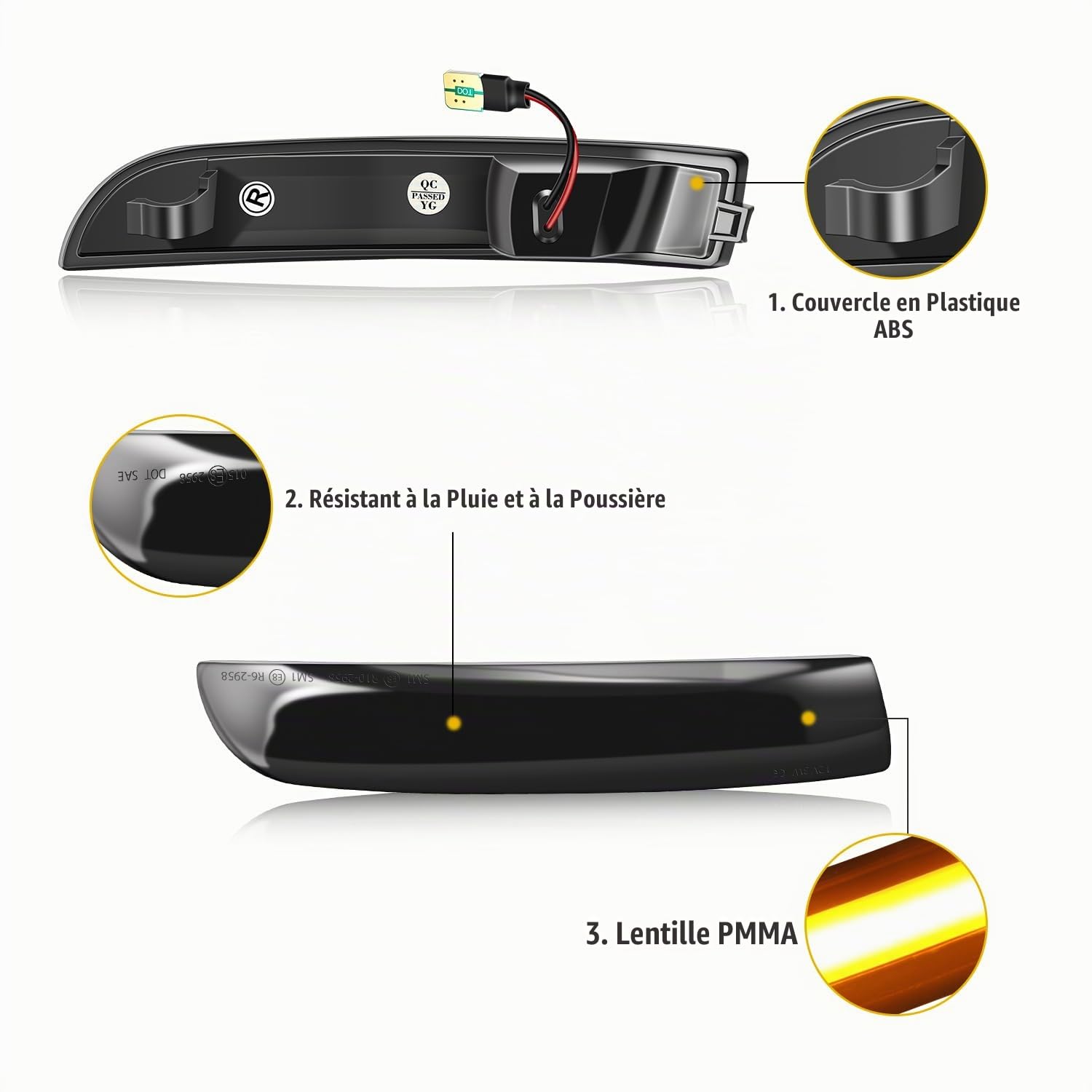 WinPower LED Clignotant Rétroviseur Latéral compatible avec Kuga Escape Ecosport Focus MK3, 2 Pcs