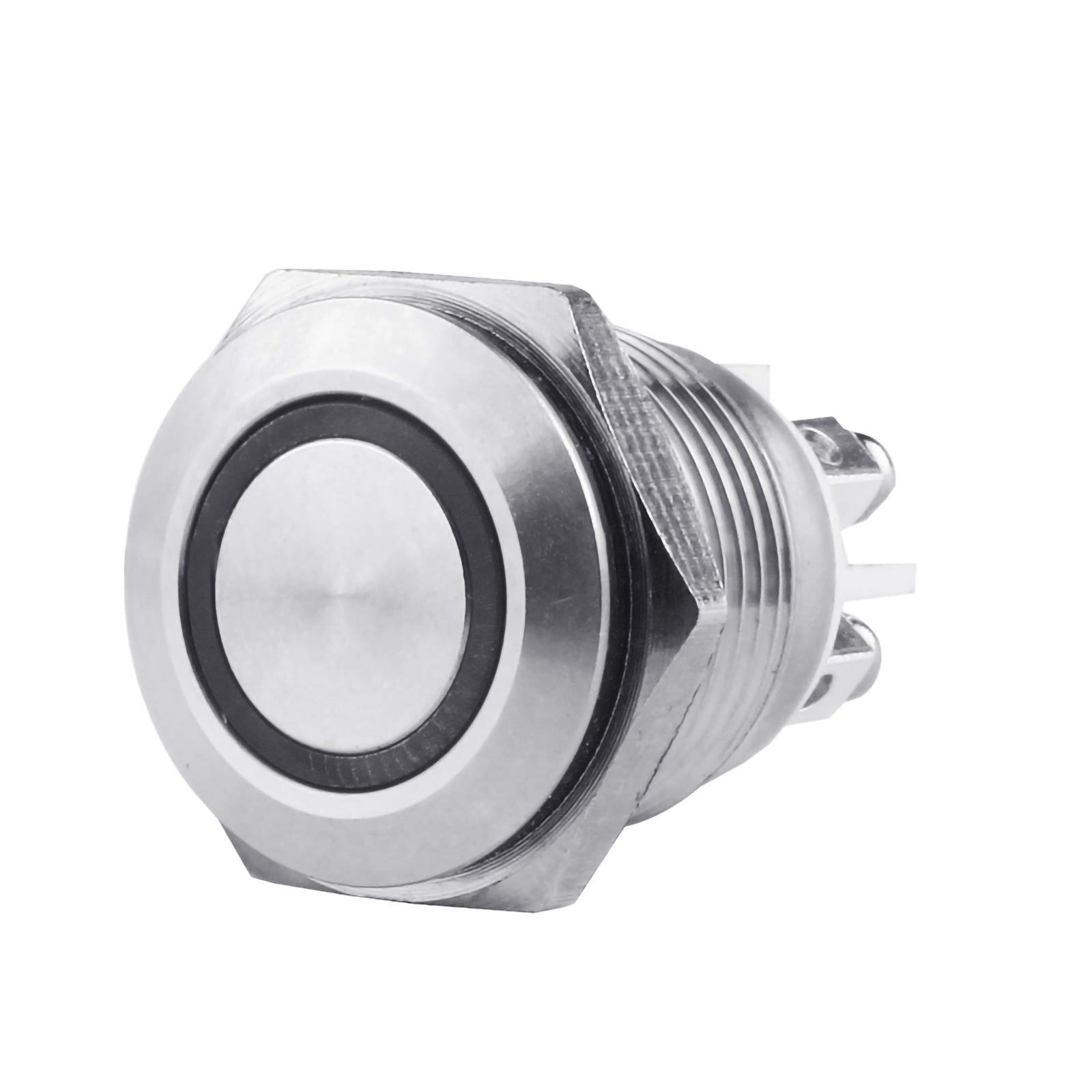 Pulsante A Spingere Impermeabile 19 Mm Con Indicatore Rosso 12V, Interruttore Momentaneo In Acciaio Inox, IP65 IK09, Per Campanello, Auto E Progetti DIY