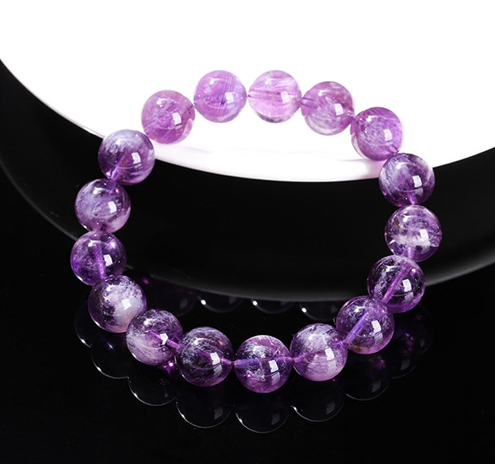 Bracelet en cristal, Bracelets en cristal violet naturel, perles de extensibles