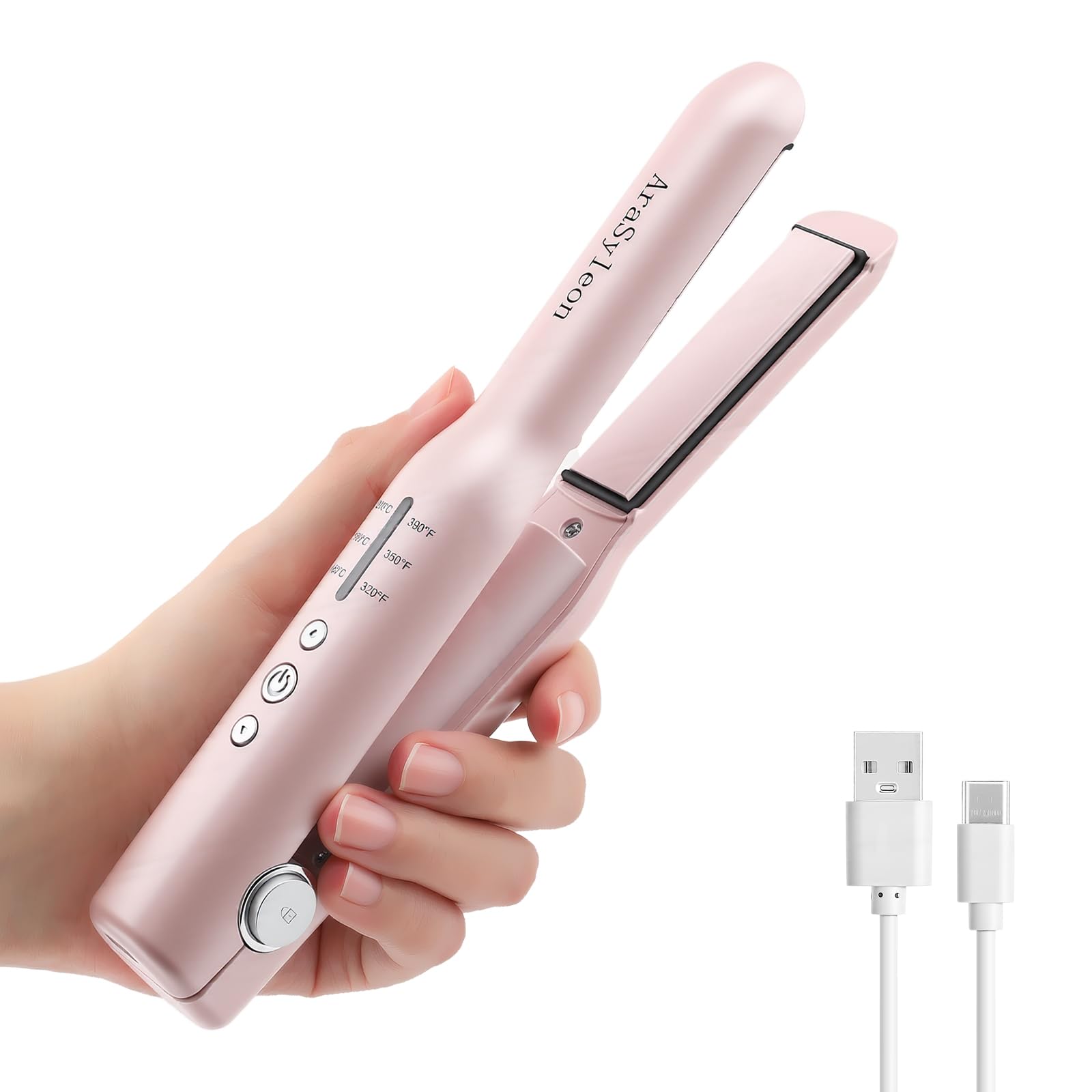 Piastra per Capelli Senza Fili 2 in 1 con Batteria, Piastre Mini in Titanio 3D, Riscaldamento in 20s, 3 Temp. (160-200℃), 2600mAh, Autonomia 30 Minuti, Piastra Portatile da Viaggio