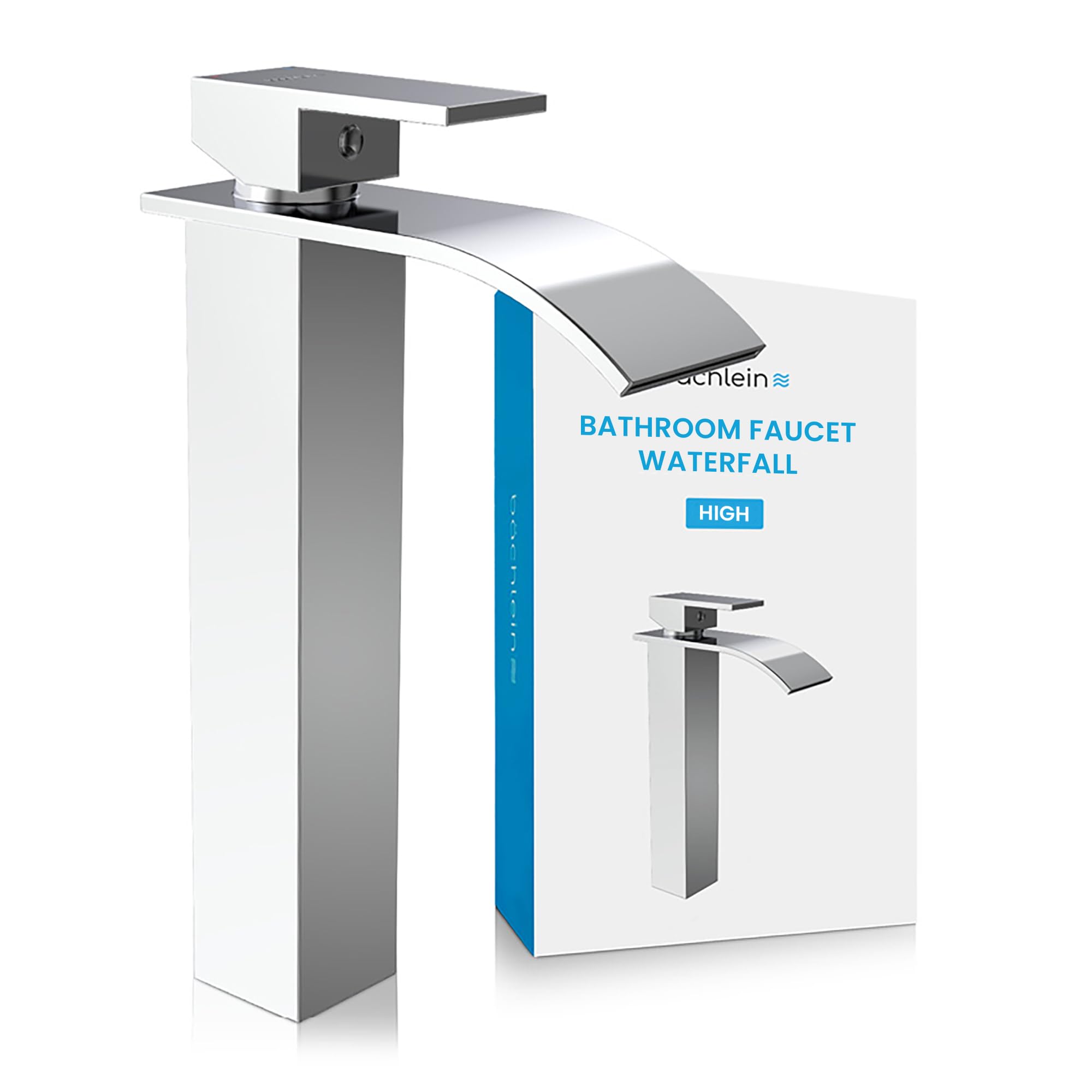 Bächlein High Tap for The Bathroom in Classic Design, Tamina, Single-Lever Mixer with Durable Ceramic Cartridge and Installation Set, Bathroom Faucet Chrome