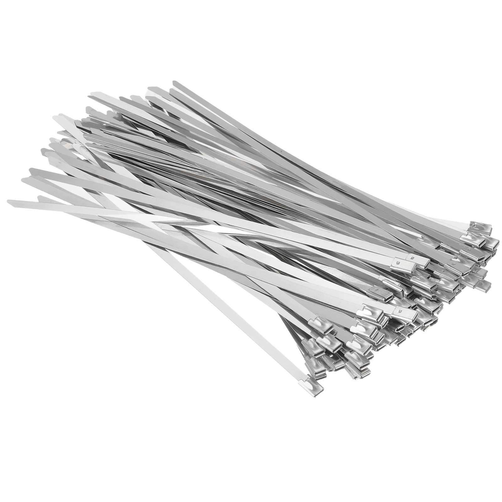 PATIKIL Metal Zip Ties 100 Pcs, 8 Inch Heavy Duty 304 Stainless Steel Self-Locking Cable Ties