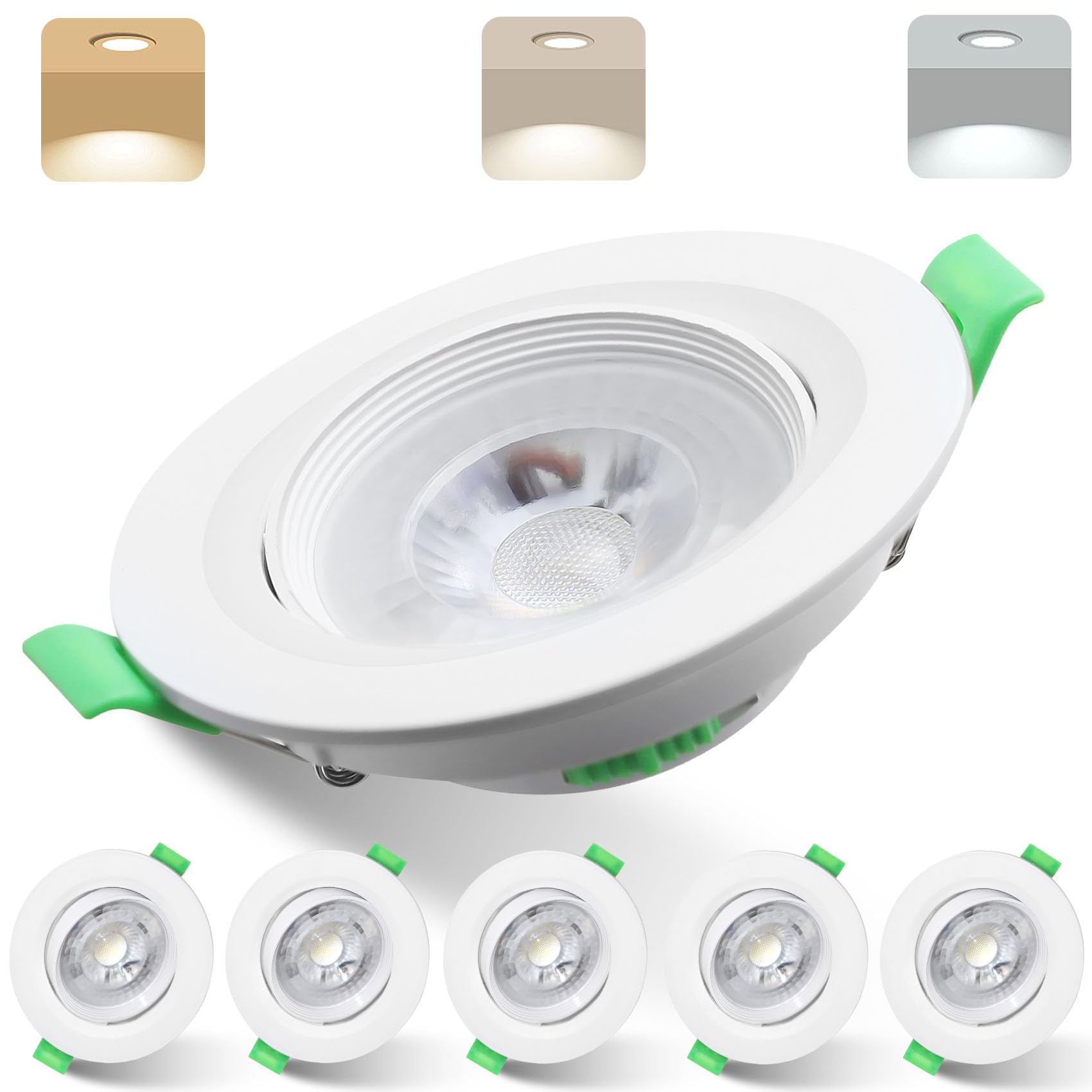 LED Downlights Dimmable 7W Ultra Slim, 30° Swivel LED Recessed Ceiling Lights