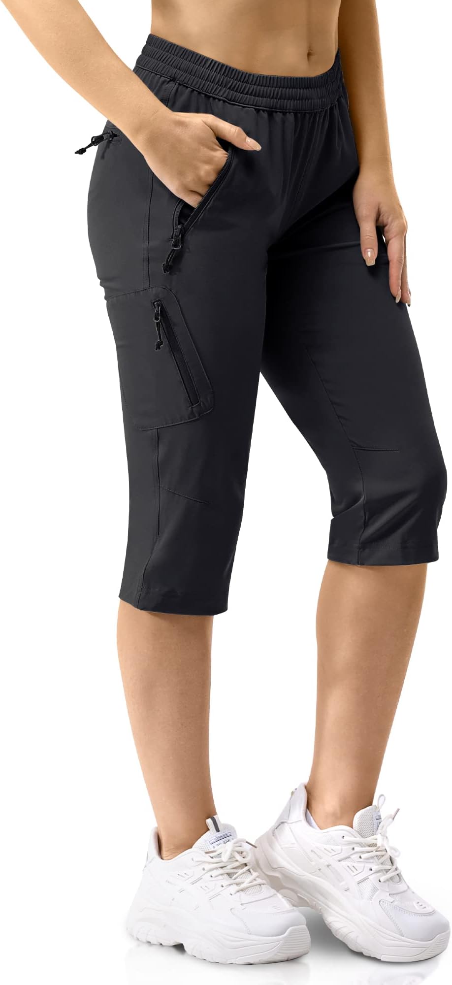 Women's Capri Golf Pants Casual Quick Dry UPF 50+ Lightweight Stretch Cargo Hiking Pants with Pockets