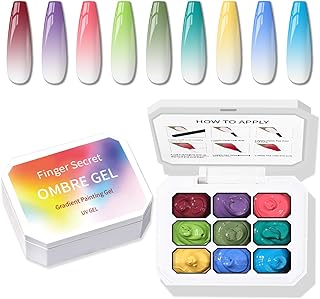 Sponge Pat Paint Nail Gel, 9 Colors Ombre Nails Gradient Gel Nail Blush Blooming Aura Nails Drawing Stripper Floral Painting Nail Art, No Wipe, UV/LED Curing (9 Colors J)