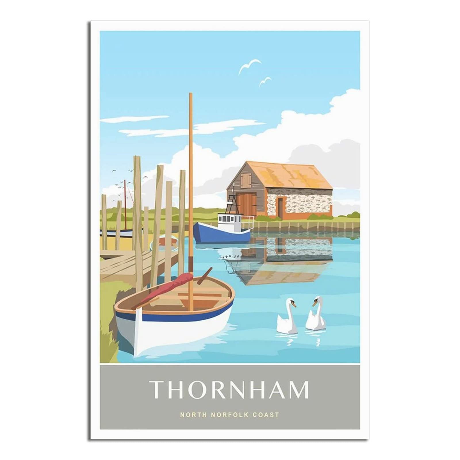 UEJD Vintage Thornham North Norfolk Coast Travel Poster Decorative Posters Modern Bedroom Canvas Art Poster Picture Painting Posters Wall Decor Art Gift