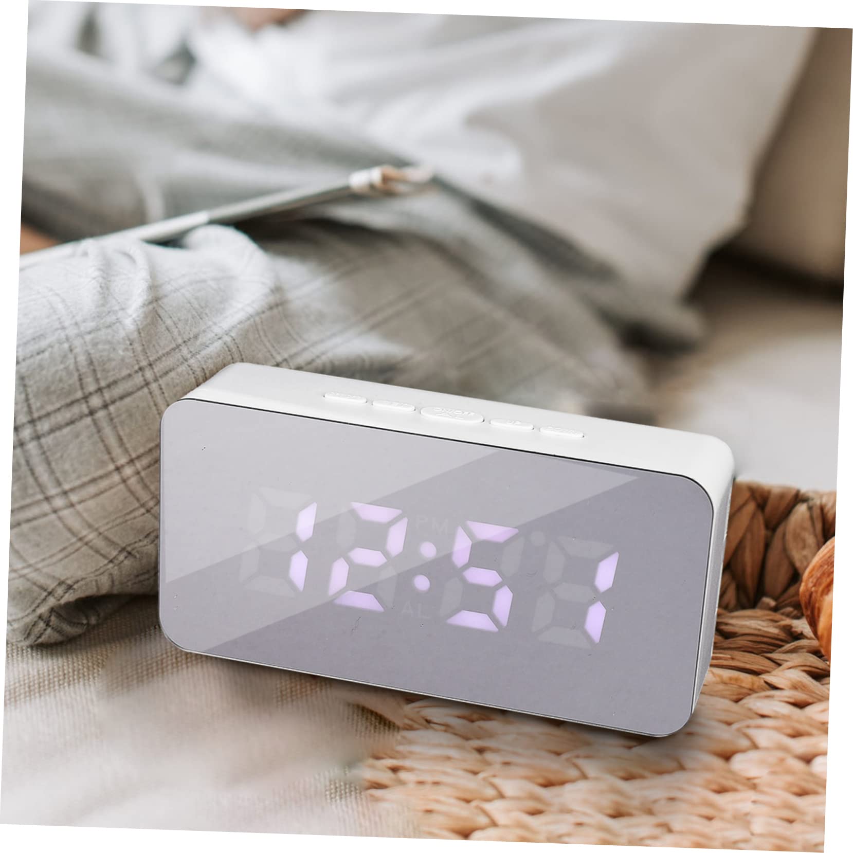 ABOOFAN LED Digitaluhr Wecker für Zuhause mit Großem Zahlenanzeige Weiß
