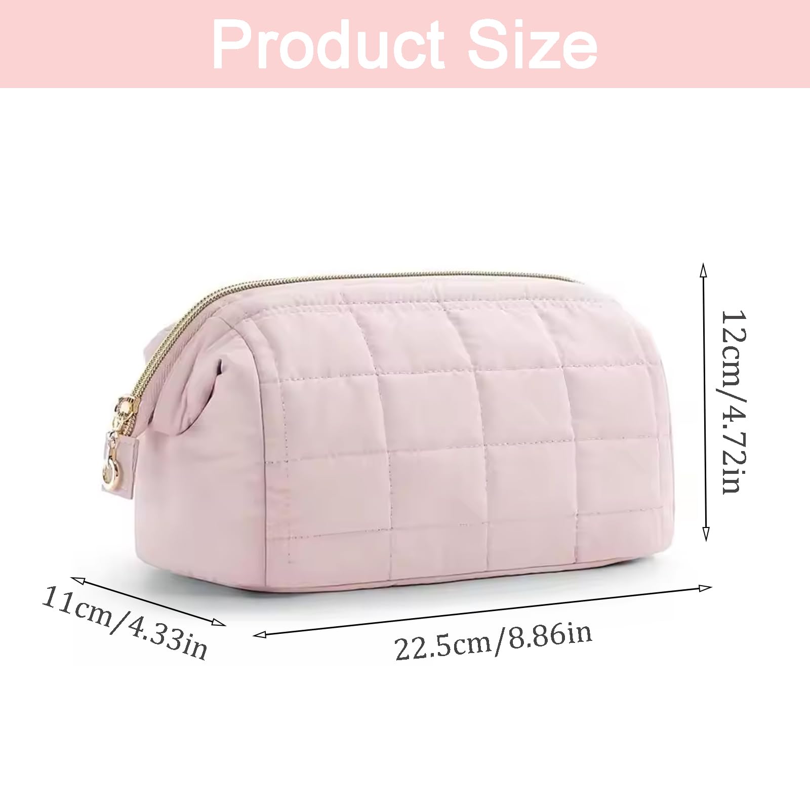 LJCZKA Large Portable Makeup Bag Capacity Puffy Lightweight Large Wide-Open Travel Bag Organizer Bag,Travel Pouch for Travel Essentials Toiletries Accessories Brushes (Pink) - Image 2