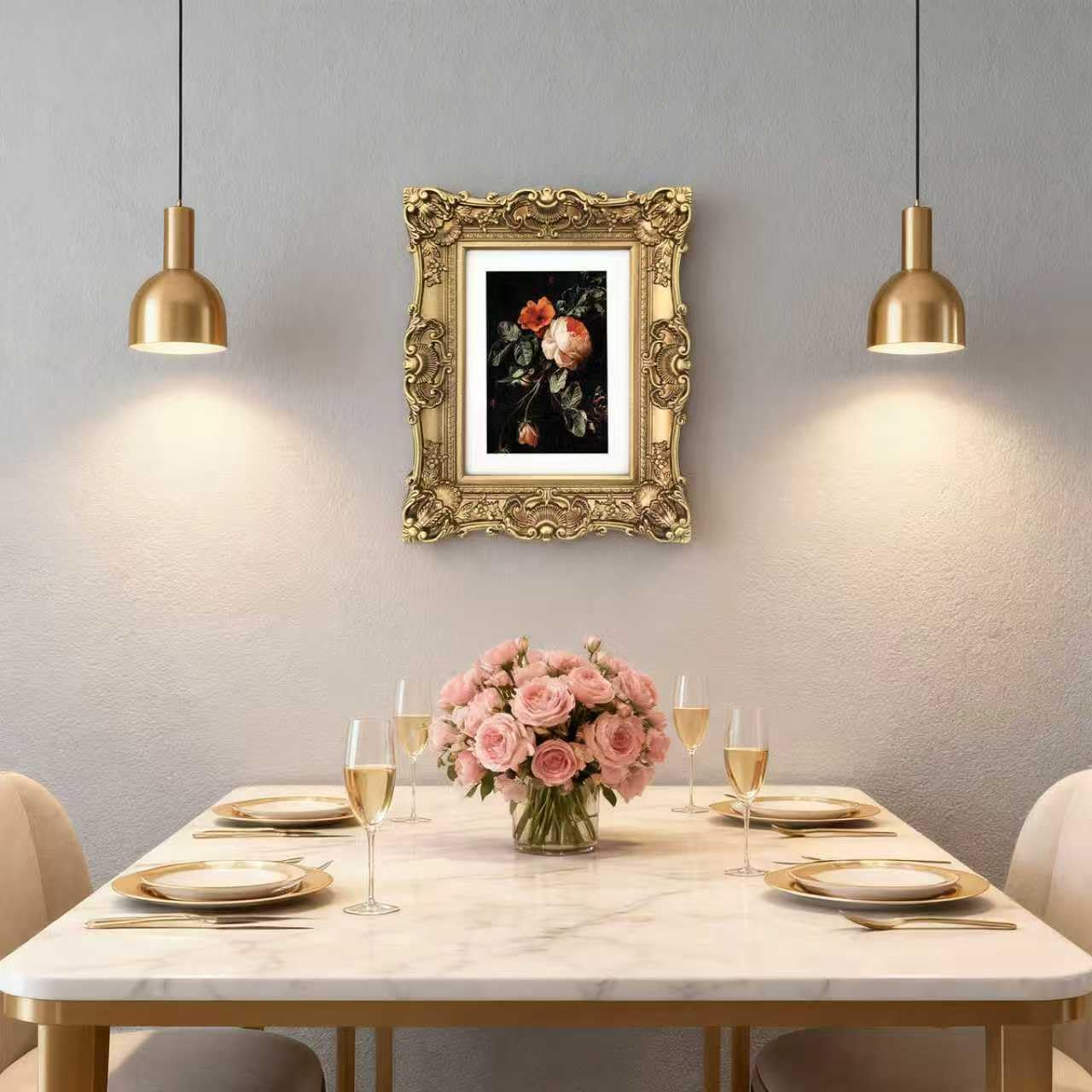 Vintage Picture Frames 6x8, Antique Gold Frame ,Ornate Baroque Photo Frame with Acrylic Glass Front, Tabletop Wall Hanging, Photo Display,Gift Ideas