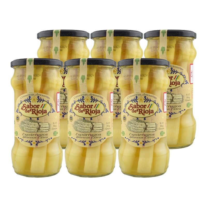 Asperges blanches extra épaisses Sabor de Rioja 8/12 pièces 540 g Boîte de 6 flacons