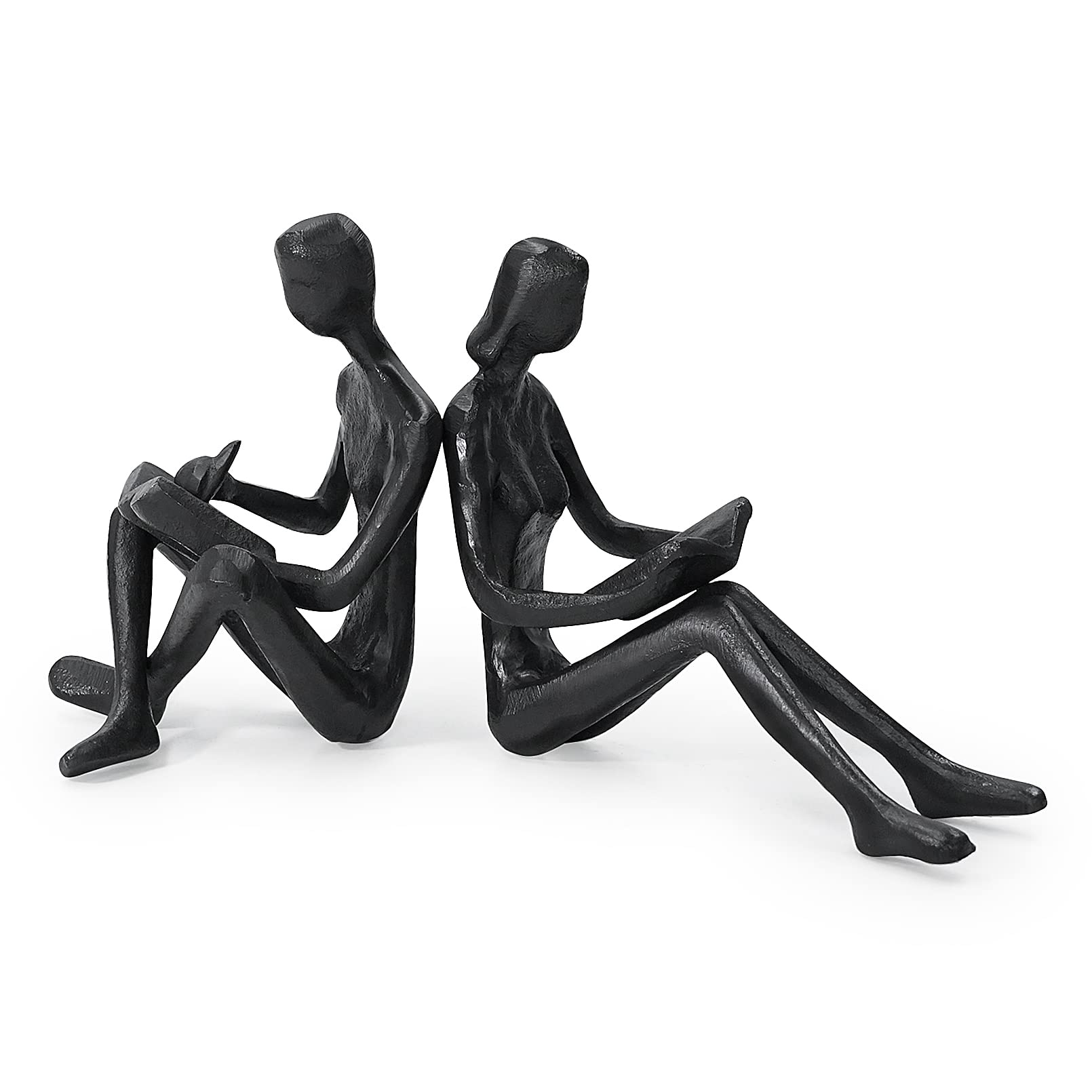 Dreamseden Small Iron Reader Sculpture, Modern Shelf Decor for Shelves Table, Bookshelf Decorations Statues Figurines for Home Bedroom Office Library, Gifts for Book Lovers Men Women (Reading Couple)