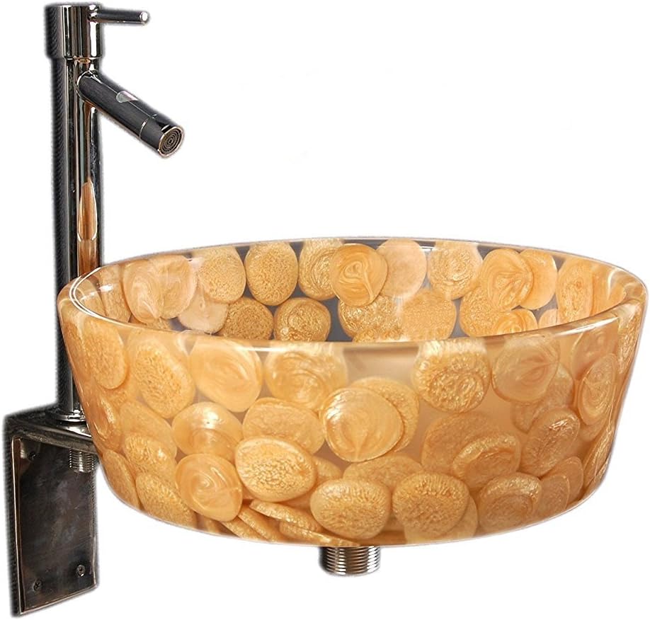 Joyo Cera Designer Wash Basin with Extension Body Pillar Cock and Brass Waste Coupling (14"x14"x6")
