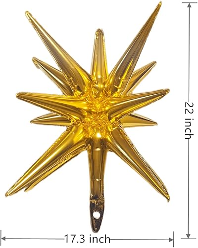 Miniatura 2 de Paquete de 13 globos de estrella, 14 globos de aluminio de estrella de explosión siamesa en las esquinas, globos plateados de Mylar en 3D de 22