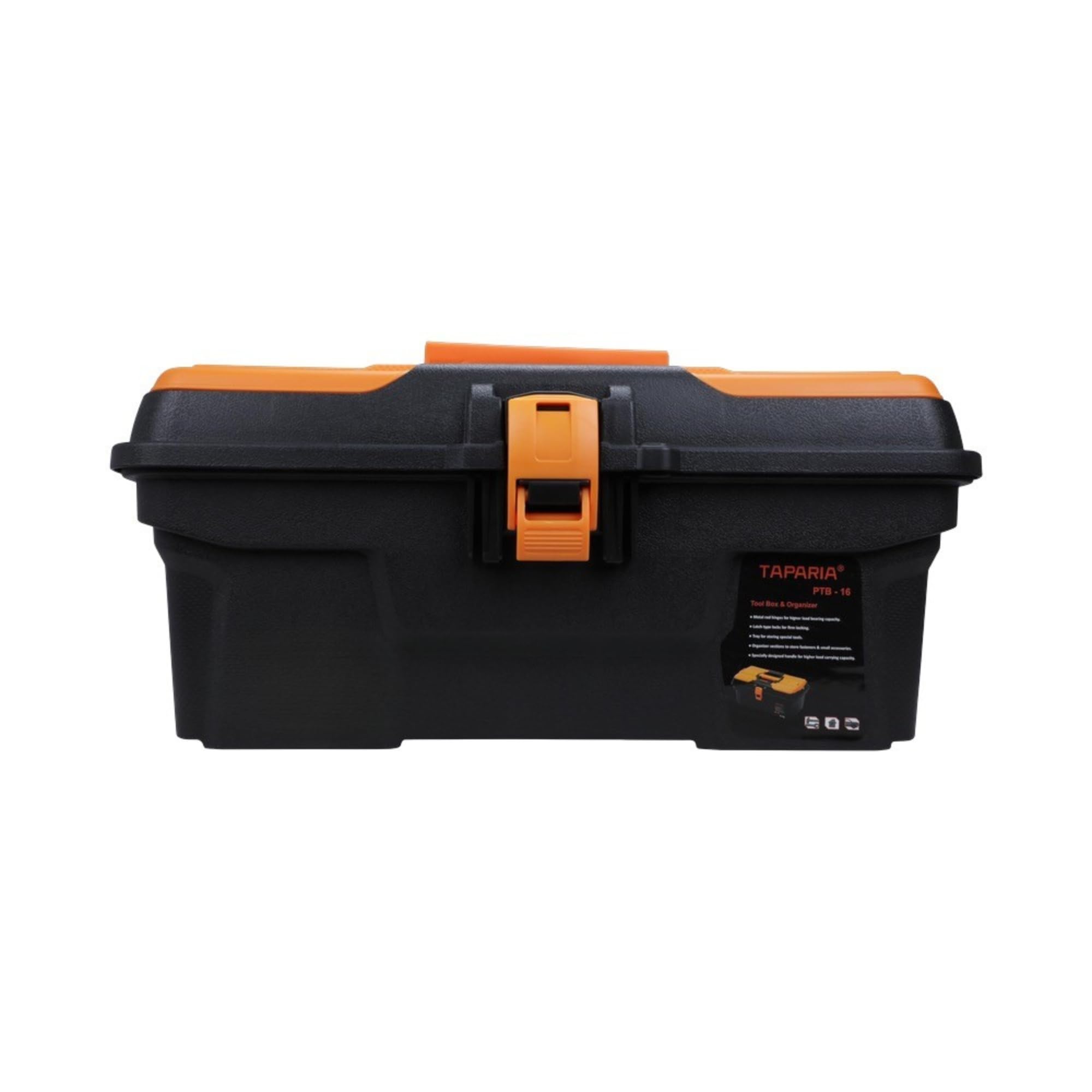 Taparia PTB16 Compact Plastic Tool Box with Organizer (Orange and Black)-image-49