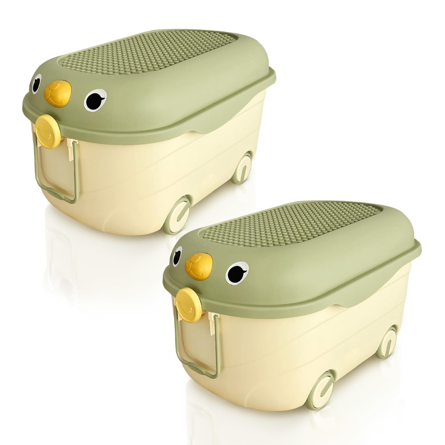 Froppi 70L Toy Box | Toy Storage with Lid | Kids Storage on Wheels | 2 Pack XL Size | Green | L64 W42 H36 cm — image 1