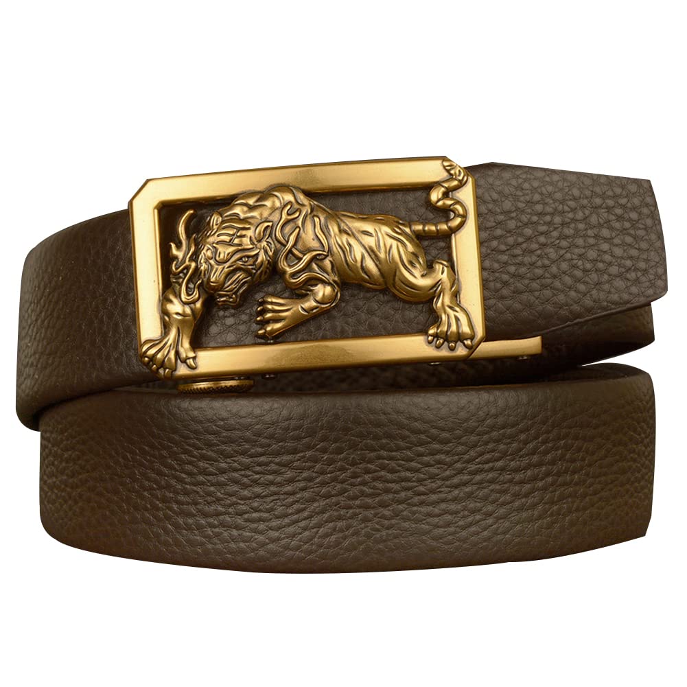 BDAYEK Men's Belt Men'S Leather Belt Floral Pattern Interchangeable Buckle Casual Ratchet(C,130Cm/51Inch)