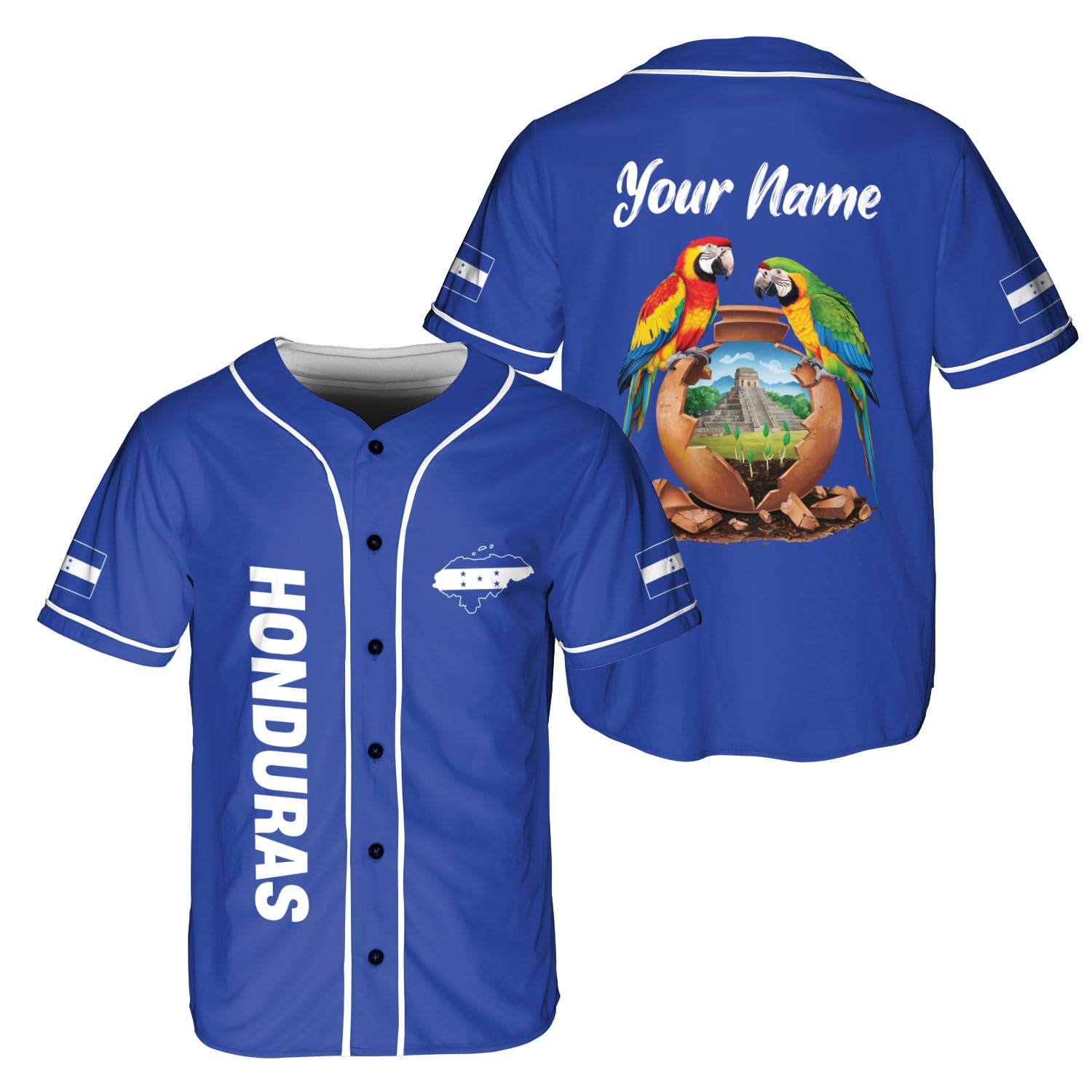 Parvii Personalized Honduras Baseball Jersey Shirt, Honduras Camisas Hombres Honduras Jersey for Men & Women Jersey Honduras (Polyester, Style 4)
