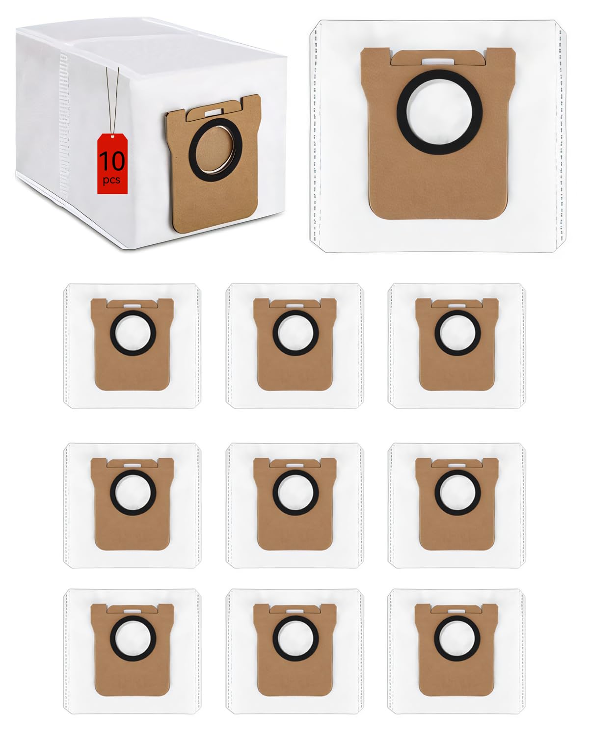 Lot de 10 sacs d'aspirateur de rechange pour Dreame L10s Ultra/L10 Ultra/L20 Ultra/L10sUltraGen2/X40Ultra/L40Ultra/X50, E30Ultra/P50ProUltra