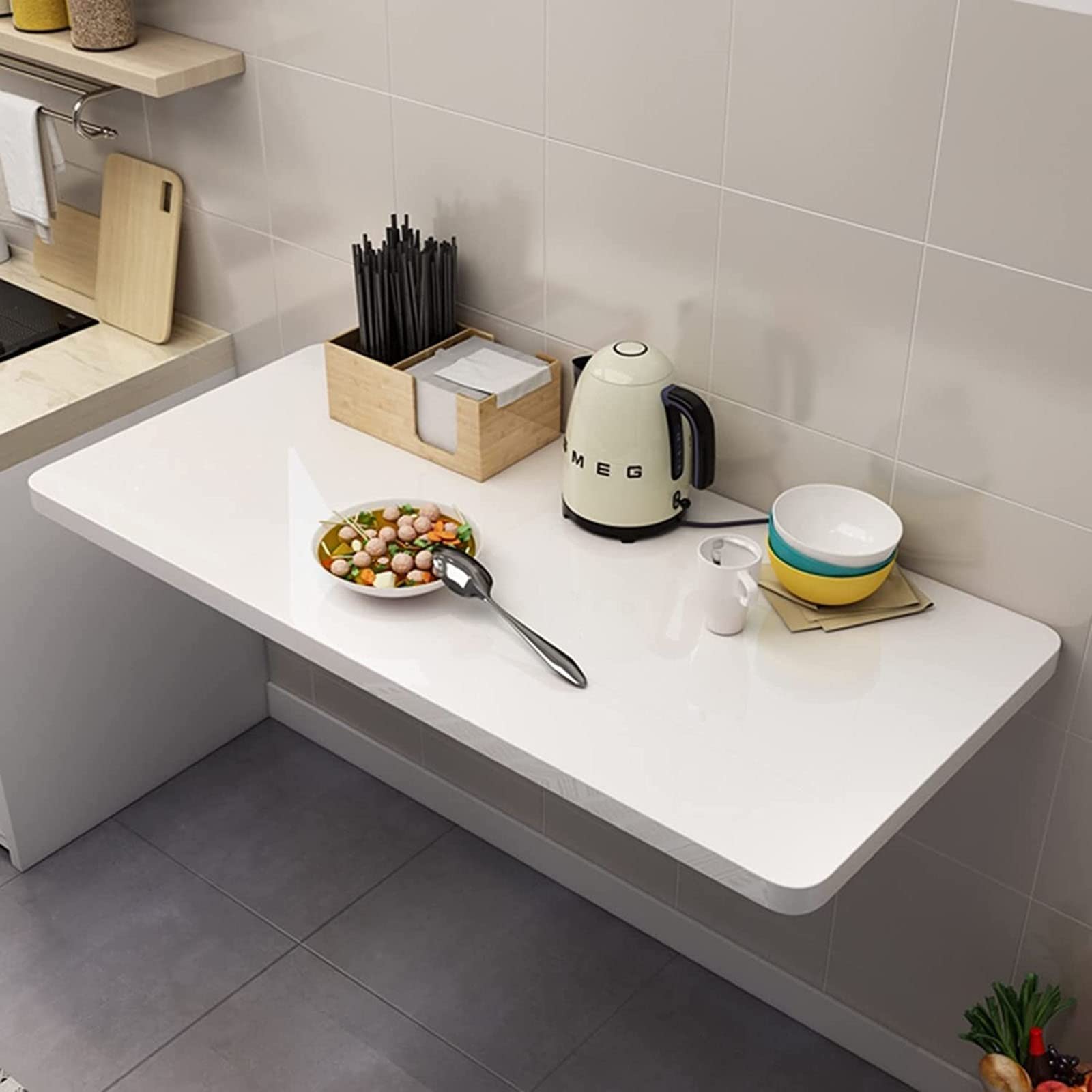 Klappbarer Schreibtischtisch – einfach zu installierender Wand-Arbeitstisch für Arbeitszimmer, Schlafzimmer, Balkon oder Küche – platzsparender schwebender Schreibtisch für Zuhause oder Büro