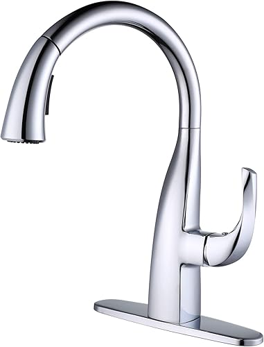 Miniatura 9 de WOWOW Grifos de cocina, grifo de cocina negro con rociador extraíble, elegante grifo de cuello de cisne de un solo mango, 1 o 3 agujeros, grifos de