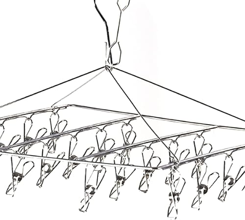 Miniatura 7 de MOTUZP Clothes Drying Hanger Stainless Steel Clip and Drip Hangers Wind Proof Clothes Hanger Rack Clothes Drying Rack for Underwear Socks Hat(No