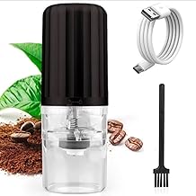 Moedor Triturador de Café e Grãos Elétrico Portátil, Carregamento USB Tipo C, medidas 7,8x20cm, 25g Capacidade, Núcleo de Moagem Cerâmica, Compacto Para Viagens E Escritório Cor Preto