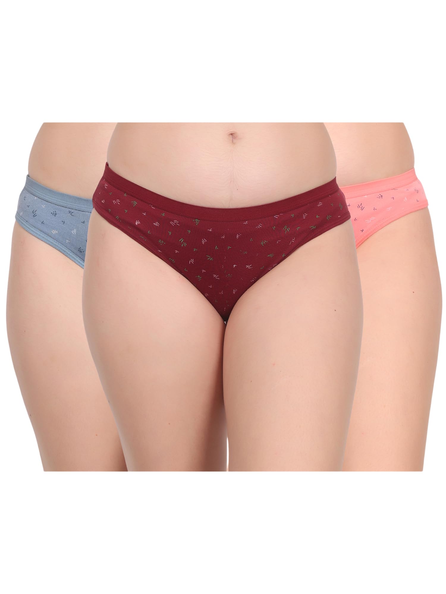 cotton panty set for women | full coverage | hipster mid waist for ladies | solid and printed underwear in multicolour (pack of 3) | size s to xxl