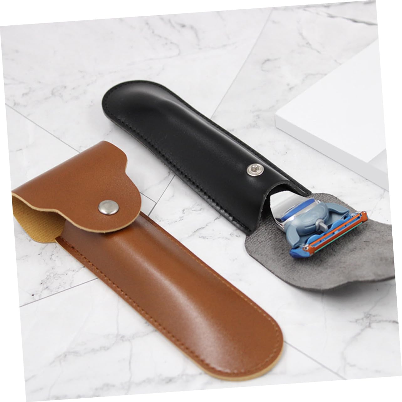 FOMIYES 5 Custodie Da Viaggio in Pelle Per Idee Di Compleanno Con Chiusura A Bottone Automatico Compatte Ed Eleganti Per Luso Quotidiano