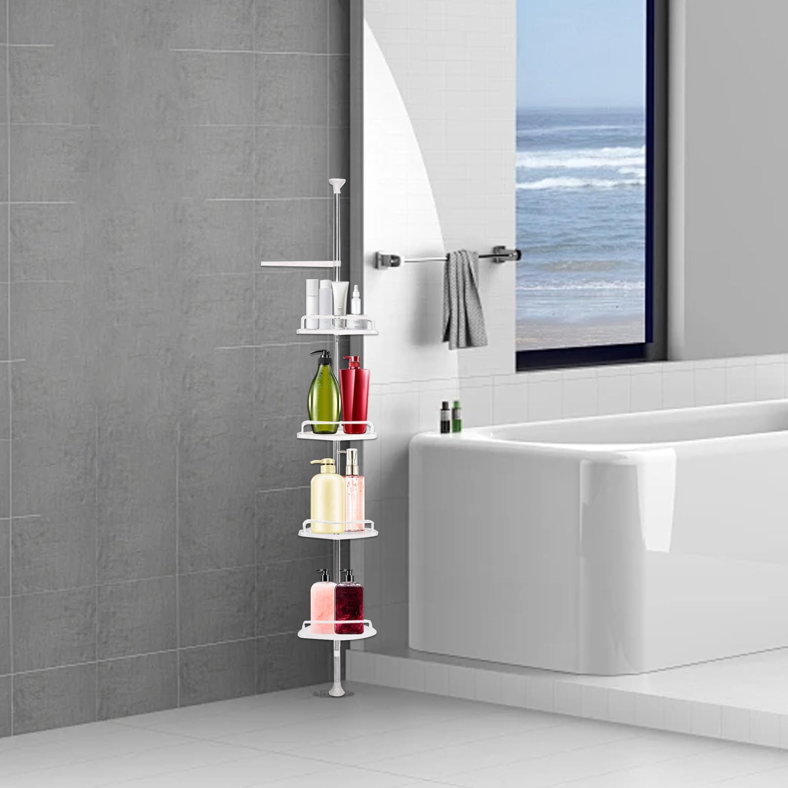 Estante esquinero de baño inoxidable de 25 x 25 cm, almacenamiento de acero inoxidable de varios niveles para ducha y baño, estante de esquina que ahorra espacio, accesorio de baño duradero