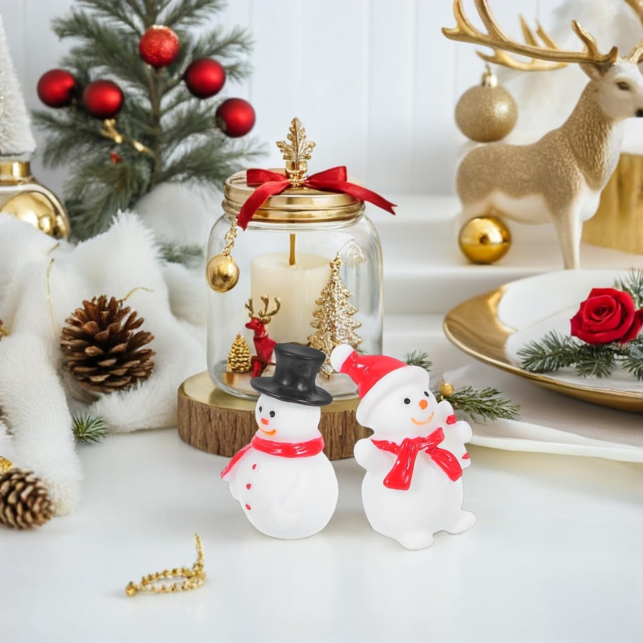 DECHOUS 20Pcs Mini Snowman Figurines Resin Christmas Mini Figures Tiny Snowman Ornaments for Crafts, Xmas Micro Landscape, Holiday Decor, Snow Globes Accessories - Image 6