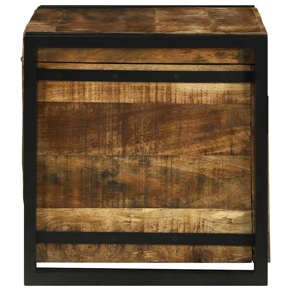 Aufbewahrungsbox Massivholz Mango 60x40x41 cm | Rustikales Design Braun Schwarz, Eisenrahmen, für Wohnzimmer, Decken Magazine