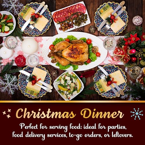 Image of Confettiville Christmas Paper Plates, 50-Count Disposable Christmas Dinner Plates, Scalloped Gold, Party Supplies