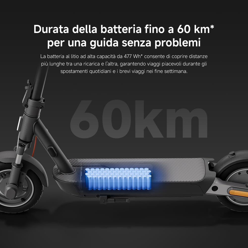 Xiaomi Electric Scooter 5 Pro (Monopattino), Doppie Sospensioni Anteriore E Posteriore A Molla, Pneumatici Tubeless Da 10", Pendenza Max 22% | Doppie Sospensioni Anteriore E Posteriore A Molla, Pneumatici Tubeless Da 10", Pendenza Max 22%