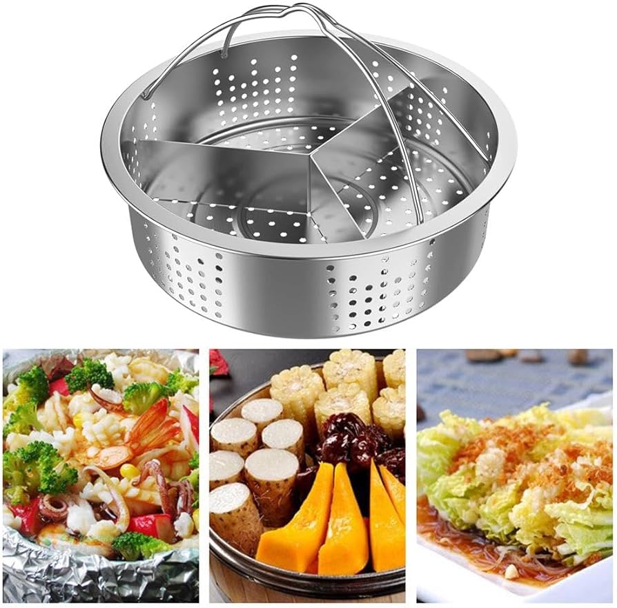 Cestello Per Cottura A Vapore, In Acciaio Inox, Con Divisorio, Set