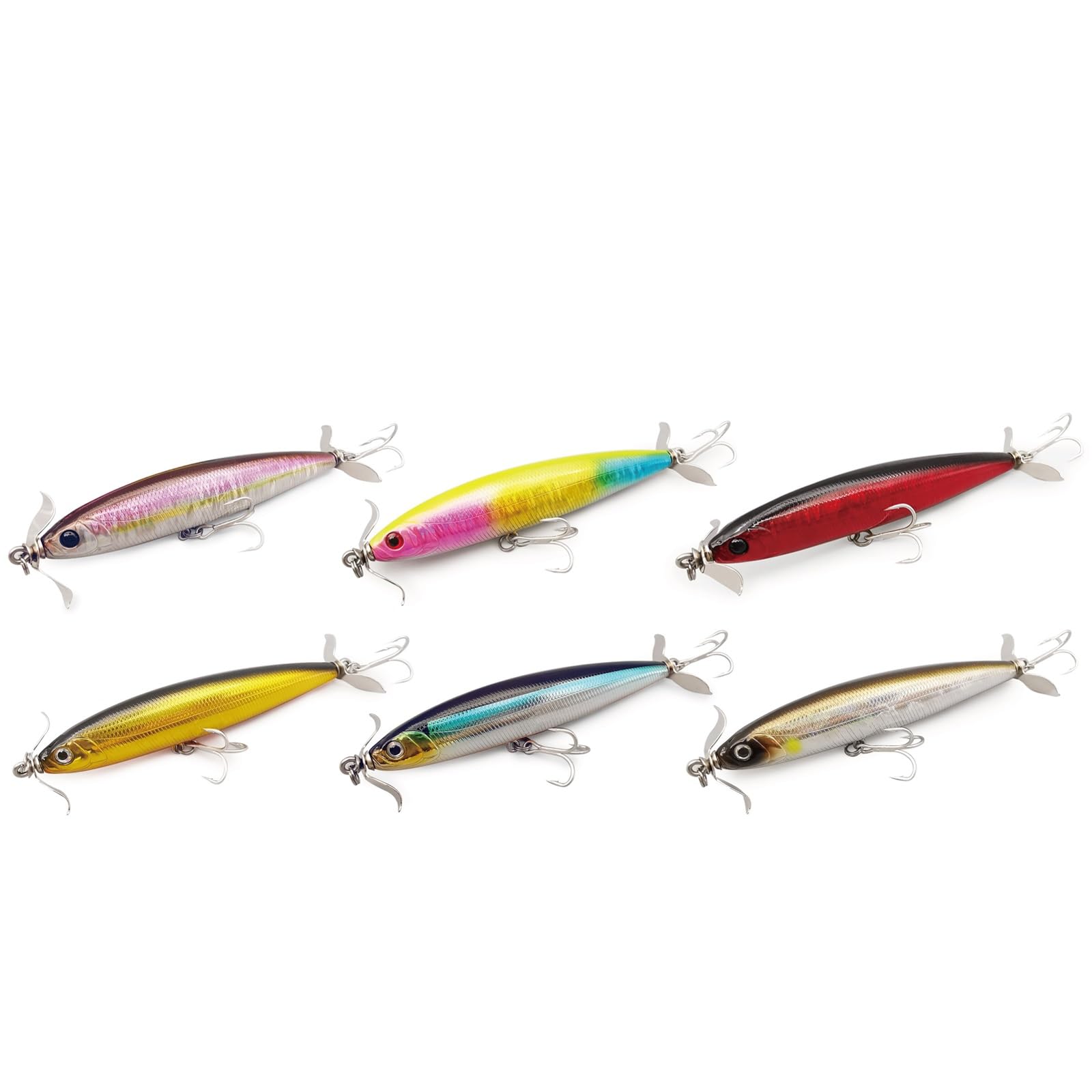 Leurres de pêche à hélice jumelée, conception flottante lente pour Whitebait, Blackfish et Bas, idéal pour les engins de pêche côtière, 9 pièces