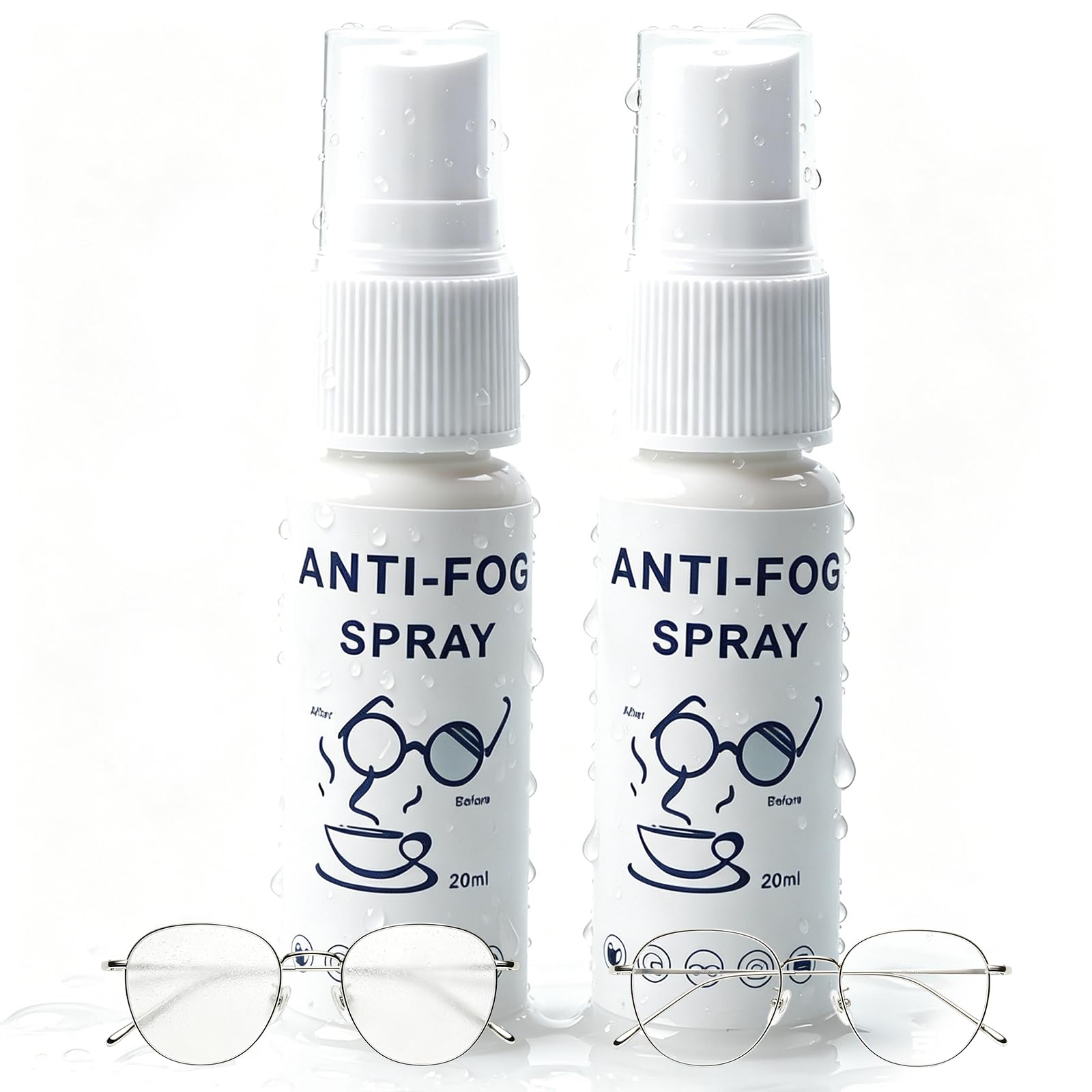 GUOUURR Anti-Fog Spray for Swimming Goggles & Glasses, 2Pcs Long-Lasting Defogger, Clear Vision for Swim, Daily Use & Driving, Practical Demister Solution for Eyewear & Windows