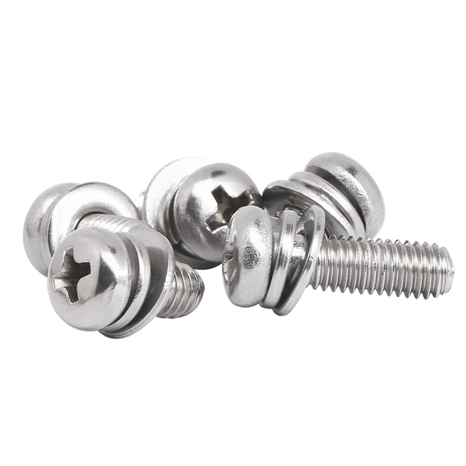 M3 x 12mm Bolts Washers Sets, 304 Stainless Steel Multi Purpose Heavy Duty Phillips Round Head Screws Bolts Kits, 50 Sets
