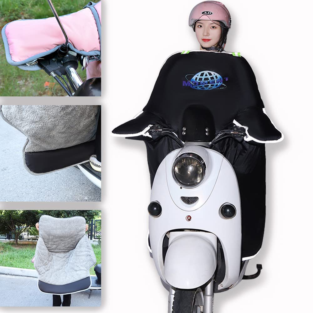 Générique Tablier Scooter, Couvre Jambe Scooter Le Vent de la Voiture Batterie réfléchissante est Froid et économe l'eau Vent Plus Velours épais d'hiver