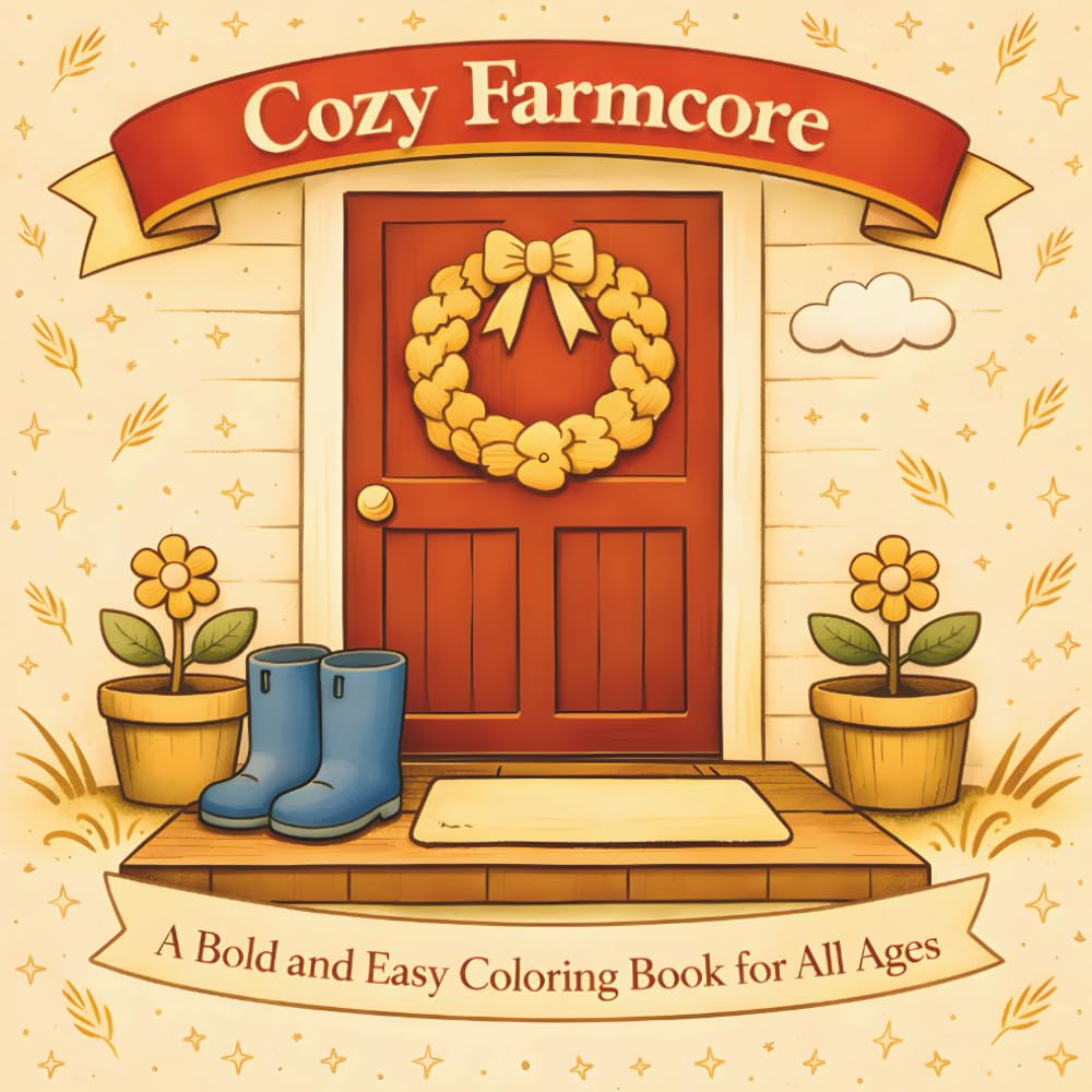Cozy Farmcore: A Bold and Easy Coloring Book for All Ages (Cozycore Coloring Book Series)