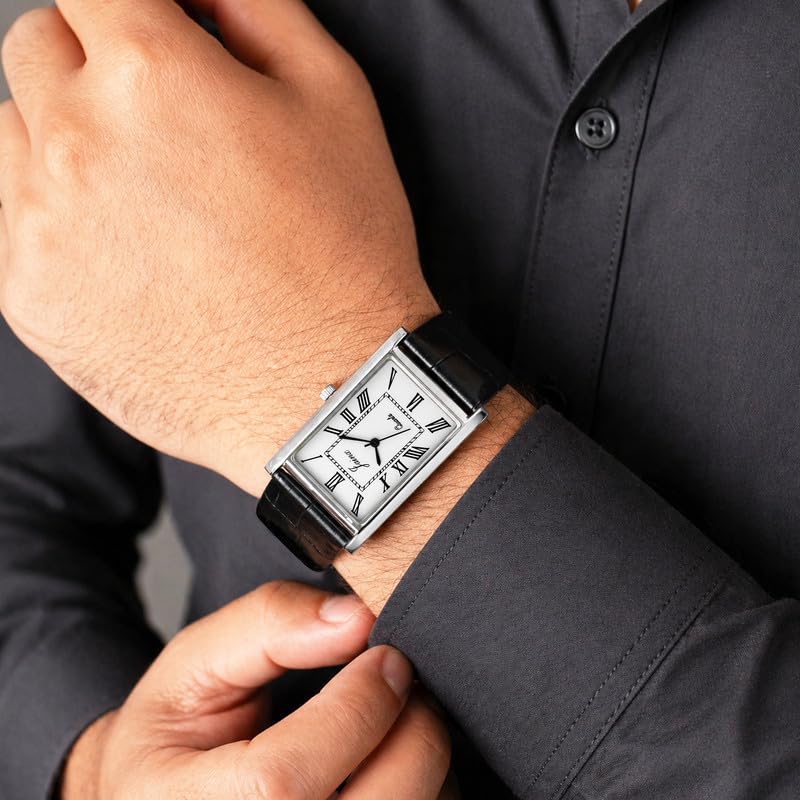 Image of jainx Executive Rectangular Shape Black Leather Strap Analog Wrist Watch for Men